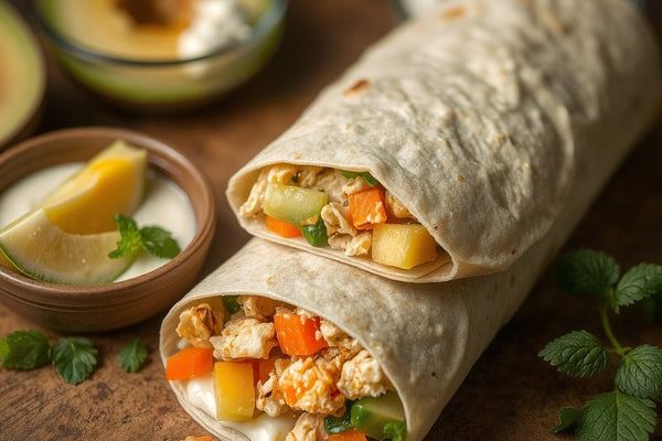 Chicken Tortilla Wrap with Avocado & Carrot-Pineapple Encurtido